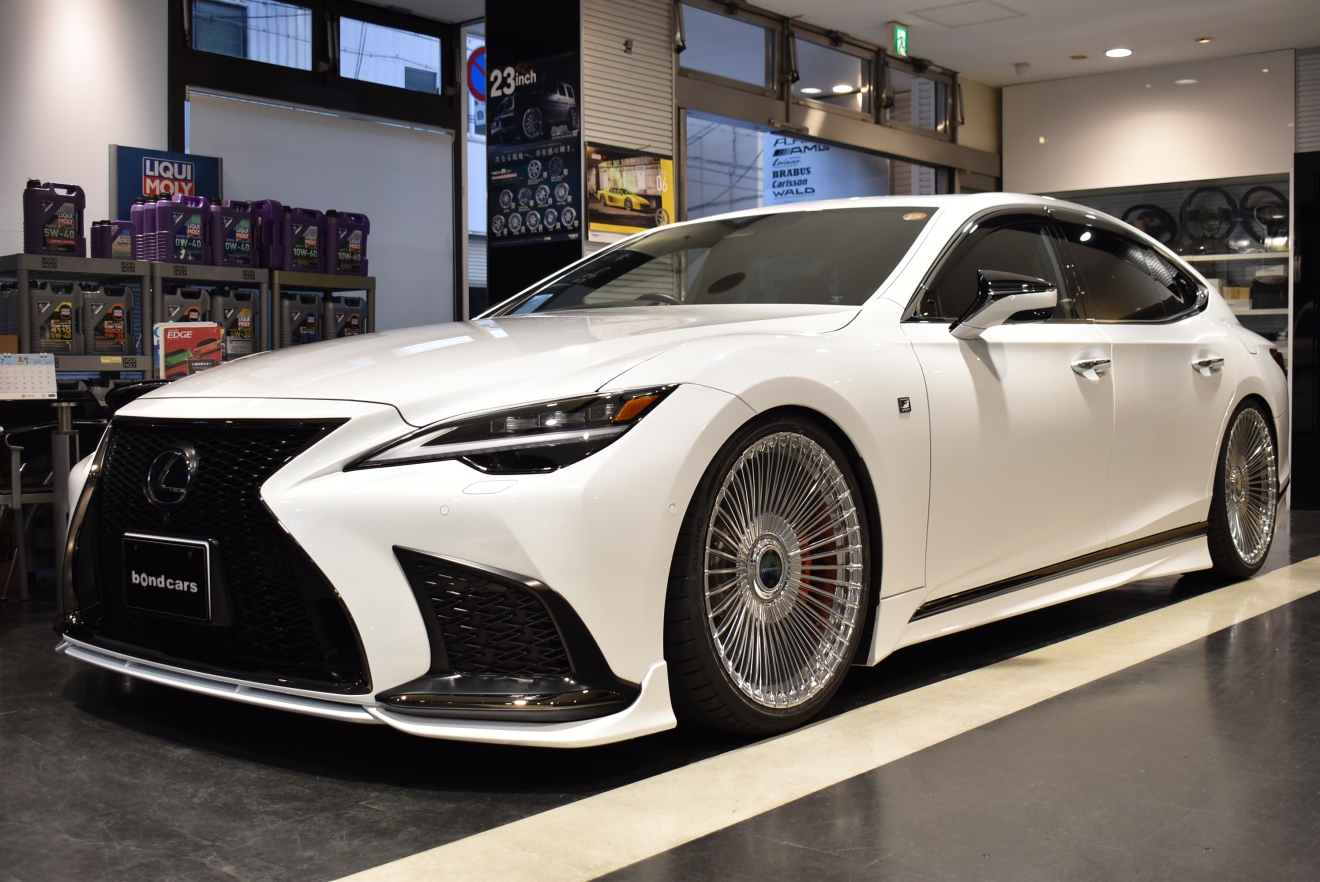 レクサス　LS500h　Fスポーツ　TRD　4WD　ムーンルーフ　オレンジキャリパー　AKFORGED　22インチAW　エアサスモジュール　ローダウン　ボンド大阪　ボンドカーズ