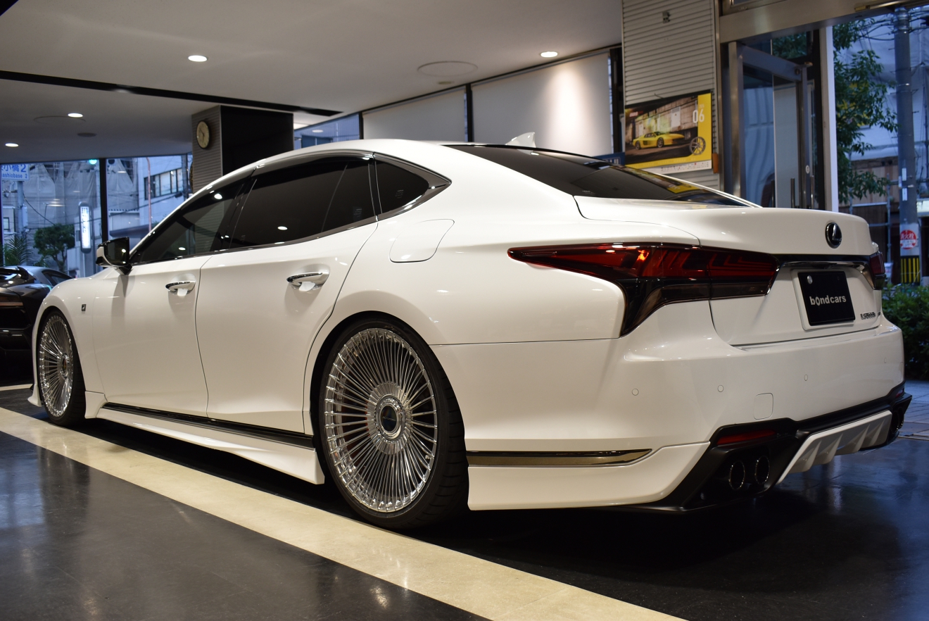 レクサス　LS500h　Fスポーツ　TRD　4WD　ムーンルーフ　オレンジキャリパー　AKFORGED　22インチAW　エアサスモジュール　ローダウン　ボンド大阪　ボンドカーズ